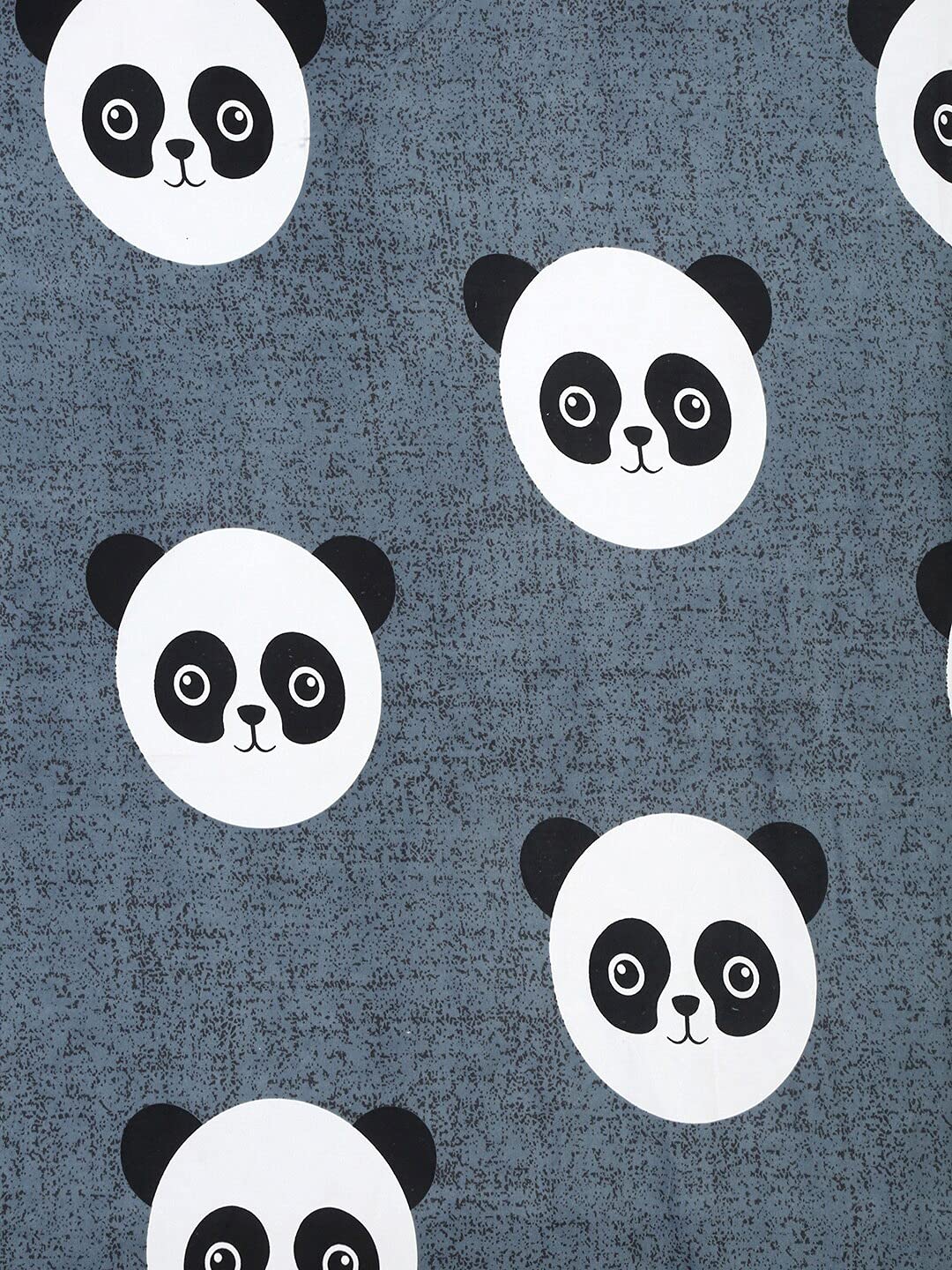 Elastic Fitted Kids Panda Double Bedsheet 2 King Size Pillow Covers, Grey (72x78 Inches) | Lightweight, Soft & Breathable - Perfect For Gifting Bedsheet