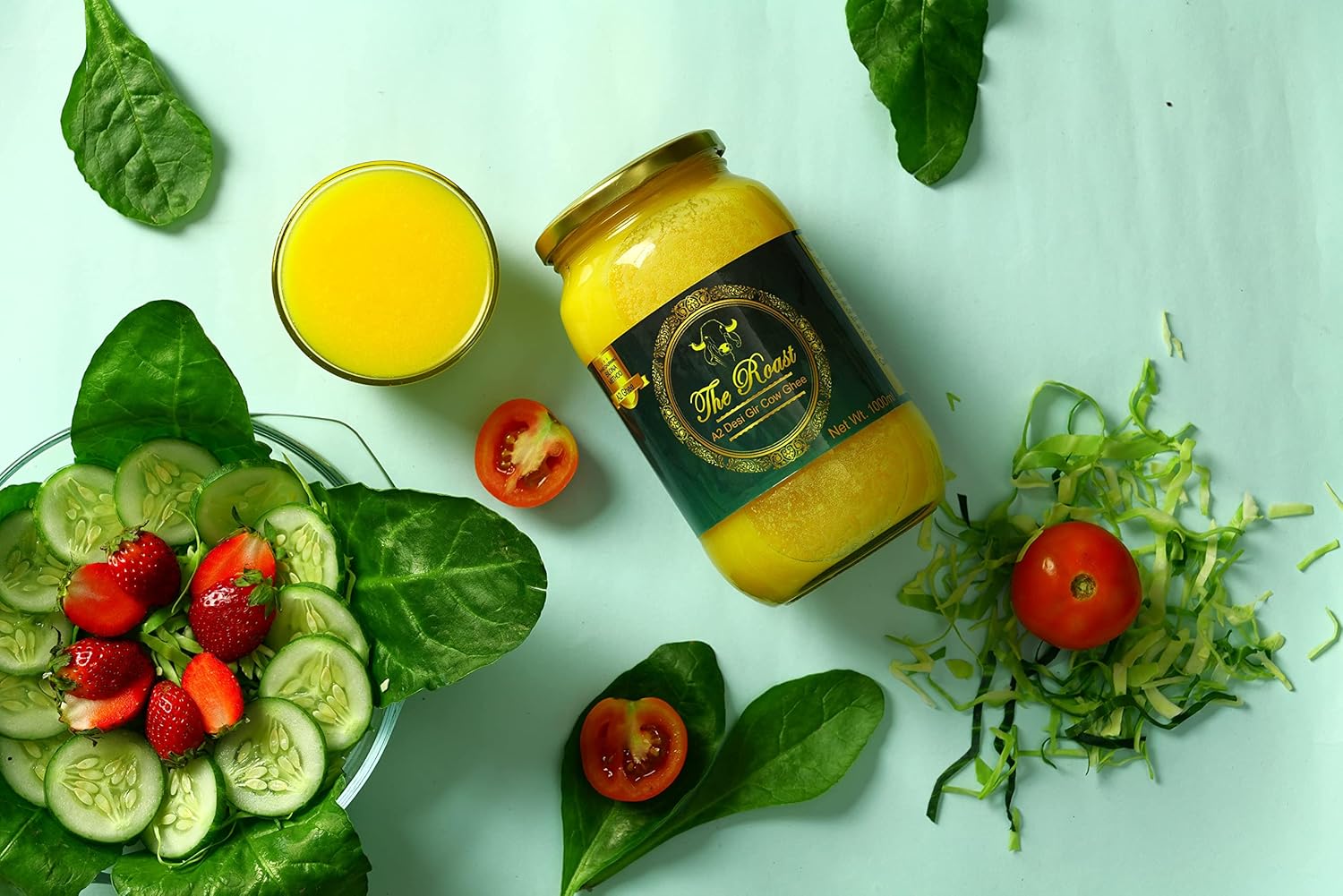 Pure A2 Desi Gir Cow Ghee By The Roast | Highly Nutritious & Healthy Desi Ghee Helps Keep Your Boost Energy | (1 Litre) 33.8 Ounce | Jar Pack