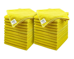 Softspun Microfiber Cleaning Cloths 2500 Gsm | Highly Absorbent, Lint & Streak Free, Multi -Purpose Wash Cloth For Kitchen, Car, Window, Stainless Steel, Silverware (24 Pcs)- Yellow