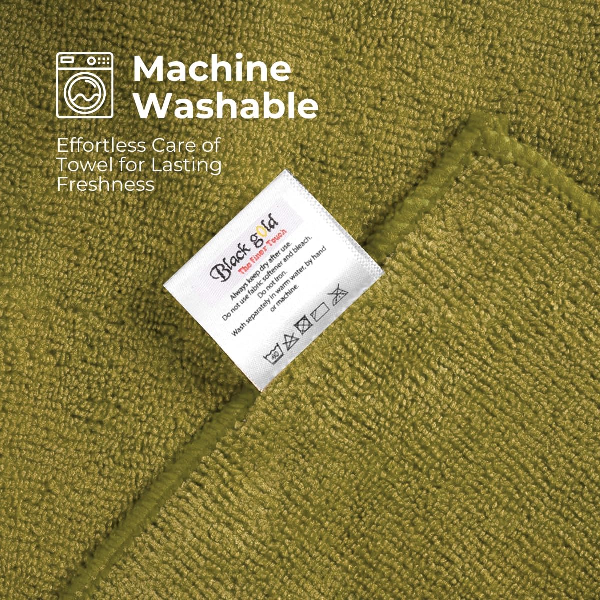 Black Gold The Finer Touch Premium Microfiber Bath Towel 1600 Gsm | Ultra Soft & Absorbent Quick Dry Towel Lightweight Microfiber Bath Towel (Green) - Pack Of 4