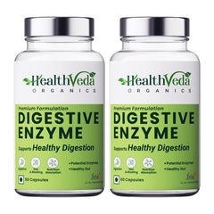 Health Veda Organics Digestive Enzyme Capsules For Better Digestive Function, Healthy Gut & Health Management, For Men & Women | 60 Veg Capsules, 100gm 0.2lbs Each Pack Of 2