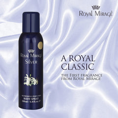 Royal Mirage Silver Refreshing Perfumed Body Spray 200ml 6.8 Fl.oz. Unisex Fragrance | Long Lasting