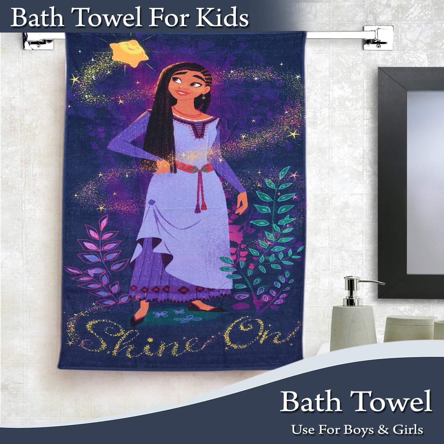 Fresh From Loom 100% Cotton Fur Hypoallergenic Mermaid Bath Towel For Kids 300 Gsm | Double Stitched Edge (Blue Green)