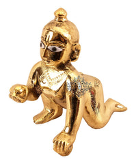 Lord Laddu Gopal Ji God Idol, Gift Item, Gold, Pure Brass Idol, All Occasion, Antique Look, Ideal For Puja, Prayer, Auspicious Occasions & Festivals Of India, Krishna Statue