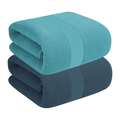 House Of Terry 100% Cotton Bath Towel 900 Gsm | Quick Dry, Soft & Absorbent, Fade-Resistant, Skin-Friendly For Men & Women Towel (Sky Blue & Oslo Blue) - Pack Of 2