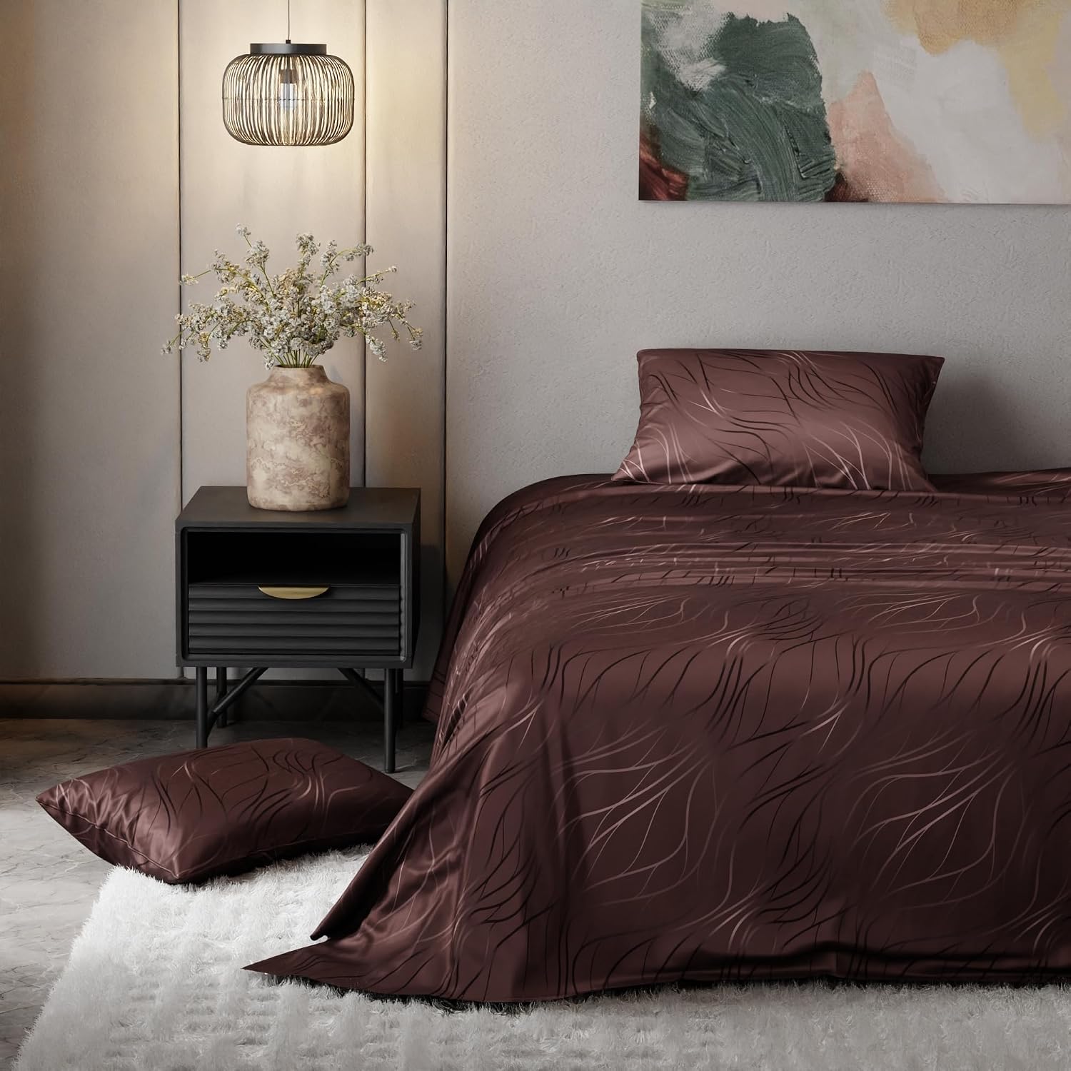 Super King Bedsheet With 2 Pillow Covers - 108 X 108 Inches, Brown | Hypoallergenic, Breathable, Gentle On Skin & Hair, Fade & Wrinkle Resistant, Wedding Gift For Couples