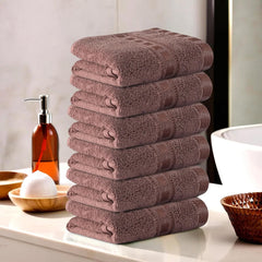 Kuber Industries Medium Size Cotton Hand/Face Towel 1200 Gsm (Brown) - Pack Of 6
