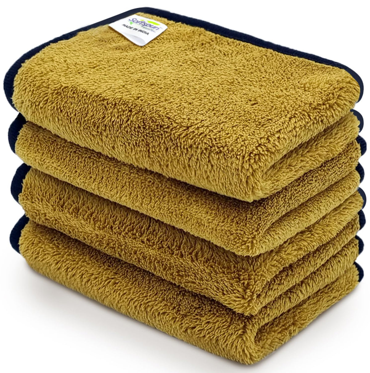 Softspun Microfiber Super Soft Hand & Face Wipes 300 Gsm Towel Set - 4 Piece (Olive Green)