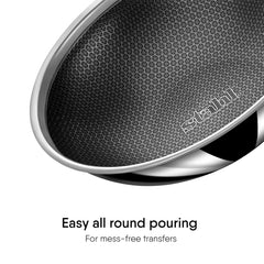 Artisan Hybrid Triply Non Stick Tasla With Lid, 2 Liters | Stainless Steel Kadai Or Tasla For Cooking - Triply Kadhai Or Tasla Metal Spatula Friendly, Induction & Gas Stove Compatible, 22 Cm