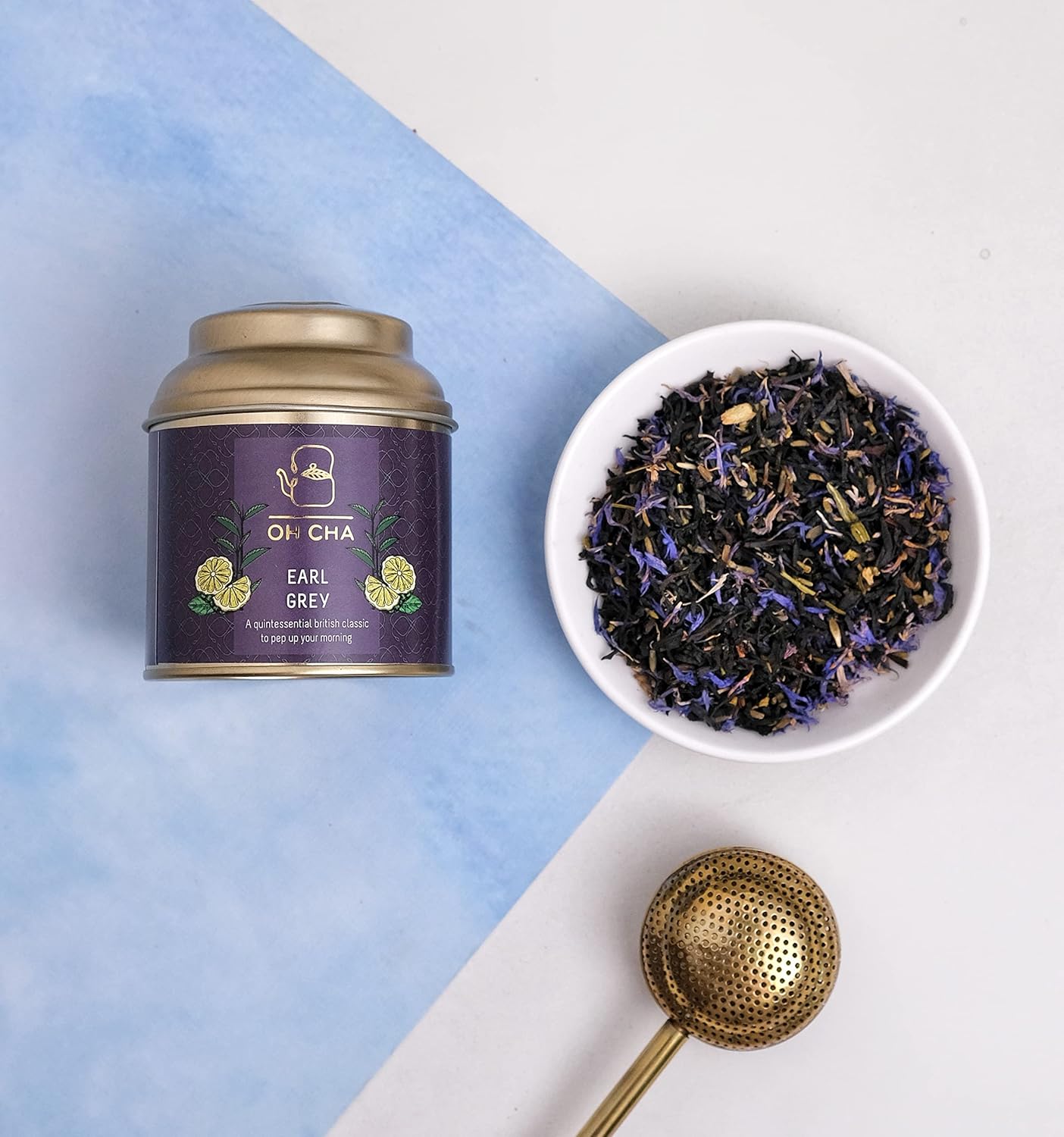 Oh Cha Earl Grey Tea - 35gm, 1.2 Ounce | Orthodox Blended With 100% Natural Bergamot Extract & Blue Cornflower - Rich In Antioxidants, Supports Heart Health