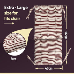 Long Comfortable Rocking Chair Cushion With Ties, Lining Printed - Maroon - 18 X 36 Inch | Back Rest & Seat Cushions Chair Pad, For Rocking Chairs | Cotton Cushion For Office & Home Use