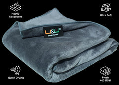 U & U Unique Utilities Microfiber Bath Towels Large Size 400 Gsm | Bath Towel For Men & Women (Grey)