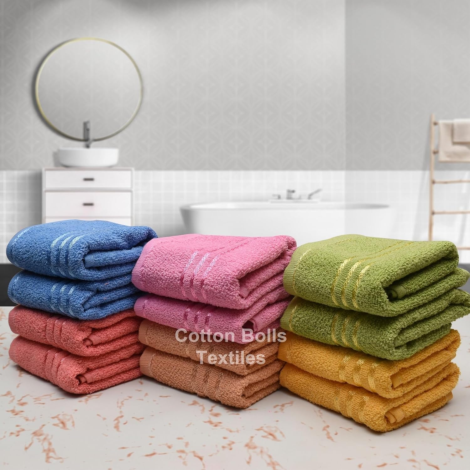 Cotton Bolls Textiles Cotton Hand Towel 470 Gsm | Kitchen Towel 12 Pcs (Multicolor)