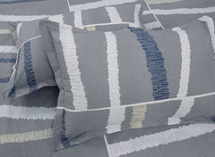 King Size Bedsheet With 2 Pillow Covers - 110 X 108 Inches, Grey & Blue | Ideal For House, Guest House, Hotel | Soft & Comfortable Sleep Experience