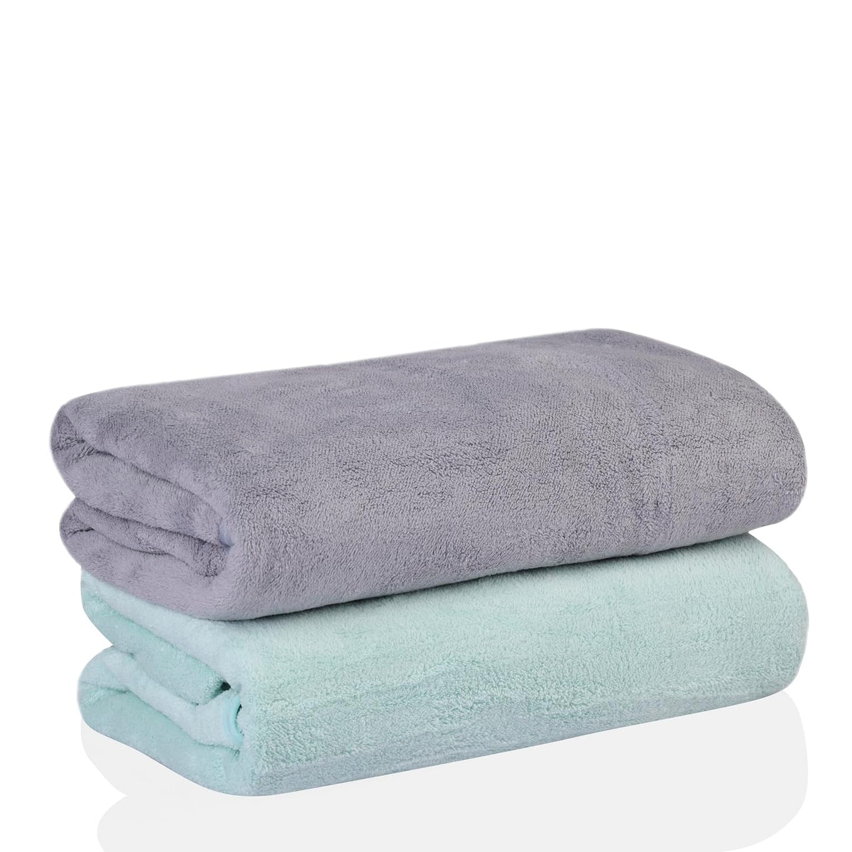 Glivary Microfiber Bath-Soft Towels 640 Gsm | With Hook Quick Dry Super Absorbent-Bath Towel For Men & Women (Grey & Green) | Pack Of 2
