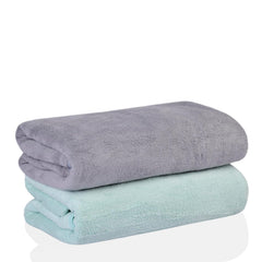 Glivary Microfiber Bath-Soft Towels 640 Gsm | With Hook Quick Dry Super Absorbent-Bath Towel For Men & Women (Grey & Green) | Pack Of 2