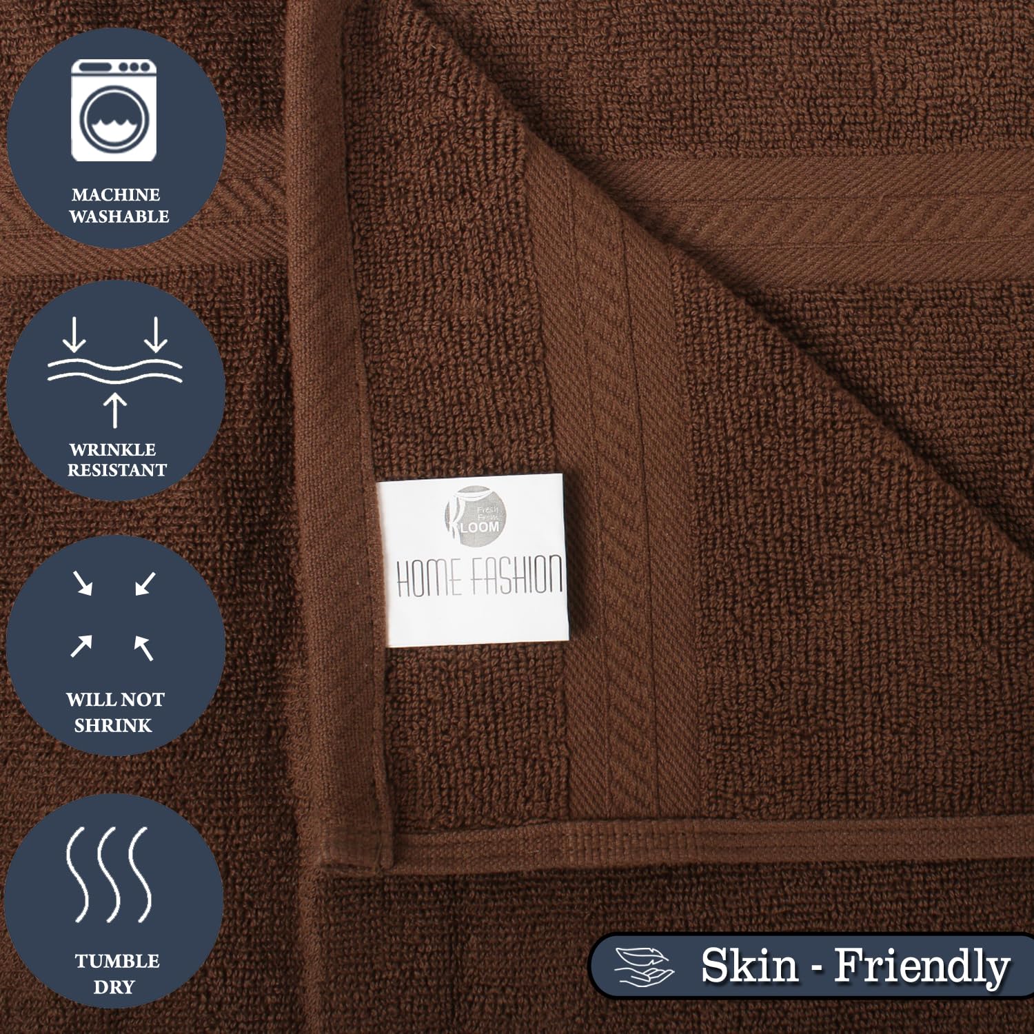 Fresh From Loom Luxury Fur Collection Hand Towel 500 Gsm Napkins Cotton High Absorbency Double Stitched Size (Brown) - Set Of 6
