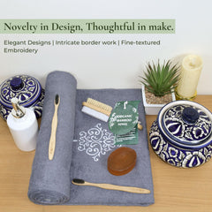 Rangoli 100% Bamboo Bath Towels 500 Gsm | Large Size Ultra Soft, Quick-Absorbent & Eco-Friendly Bath Towels - Dark Grey