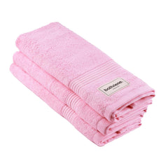 Bathriene 100% Bamboo Hand Towels 600 Gsm | Highly Absorbant Soft & Anti Bacterial Towels For Wash Basin Hand Towels (Plush Pink) - Set Of 3