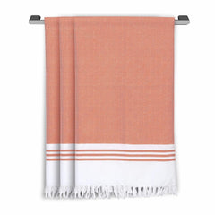 Ecosense Premium Large Cotton Non-Terry Bath Towels 900 Gsm | Soft Absorbent & Comfortable Bath Towels Large Size | Quick Dry Gym, Travel - Orange (Pack Of 3)