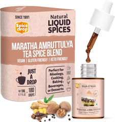 Spice Drop Maratha Amruttulya Tea Spice Blend - 180 Cups, 5ml, 0.1 Fl.Oz. | Contains Ginger, Clove & Nutmeg - Chai Masala Drops | GMO Free, No Preservatives, Gluten Friendly, Keto Friendly
