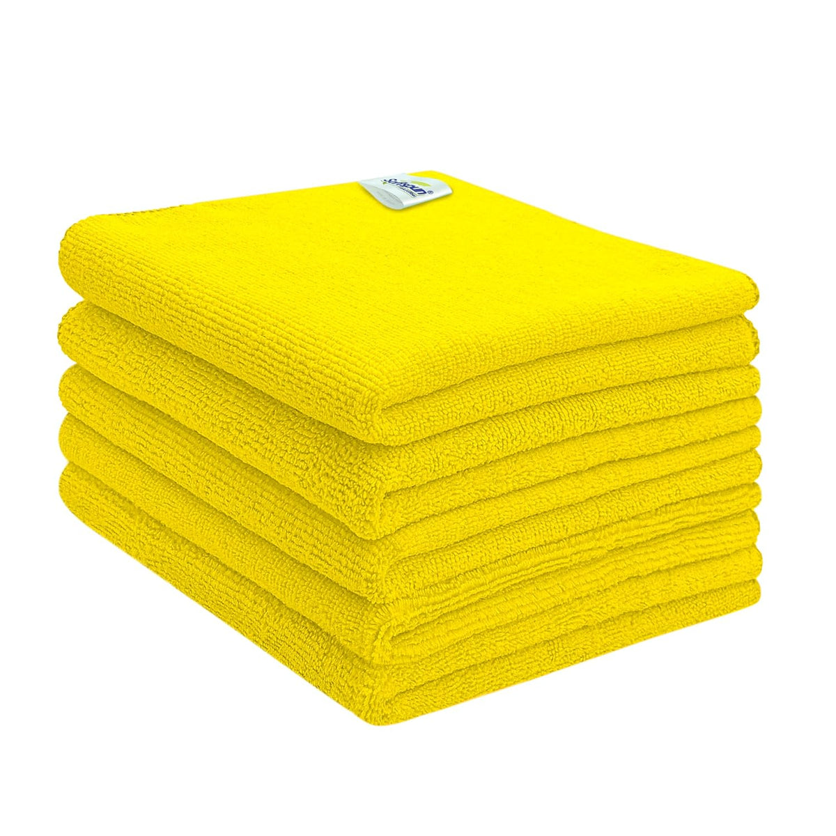 Softspun Microfiber Cleaning Cloths Towel 300 Gsm | Thick Lint & Streak-Free Multipurpose Cloths Automotive Microfibre Towels For Car, Bike Cleaning Polishing Washing Pack Of 5 (Yellow)