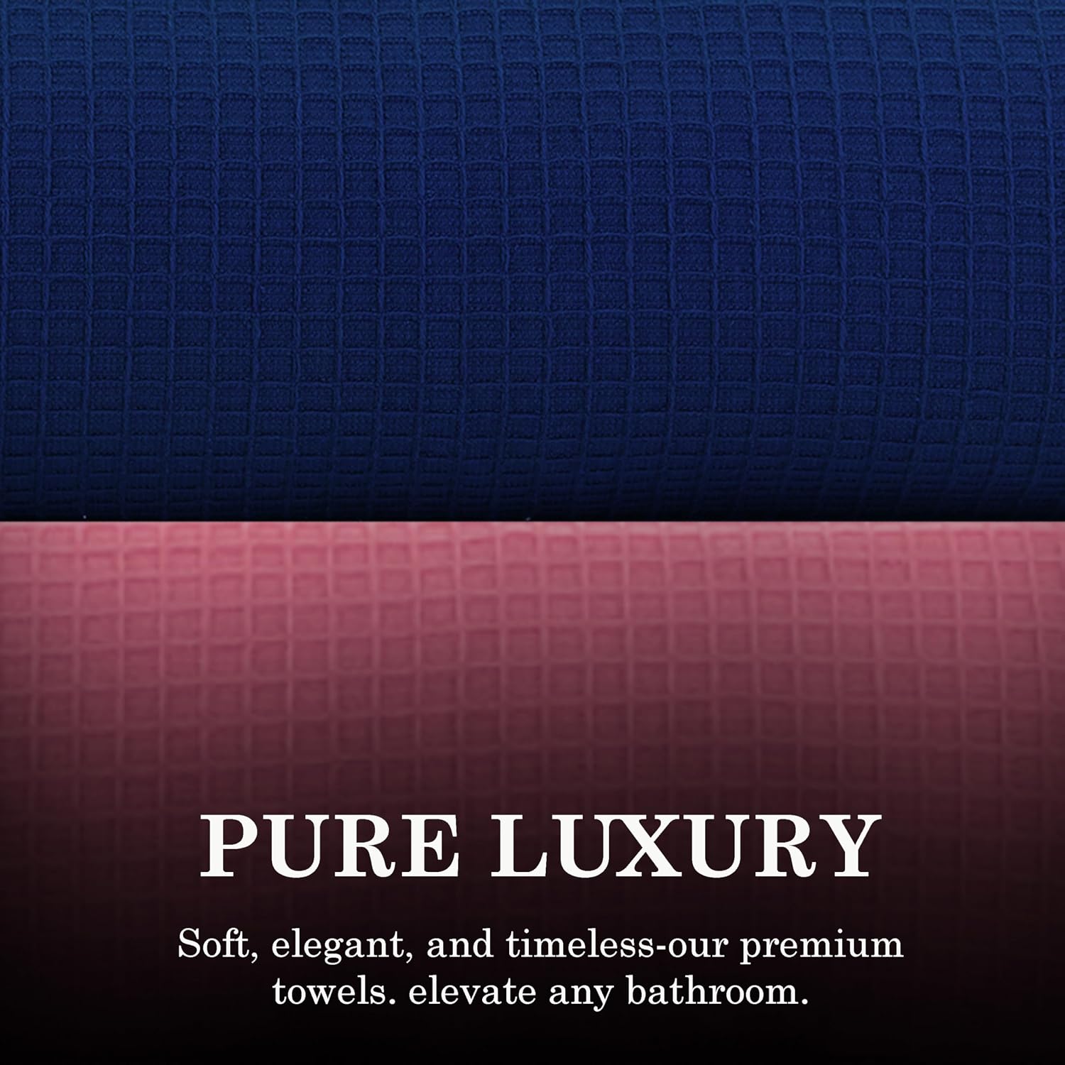 Casa Copenhagen Designed In Denmark Waffle Super Soft 2 Pieces 100% Cotton Large Bath Towel 525 Gsm - Navy & Pink