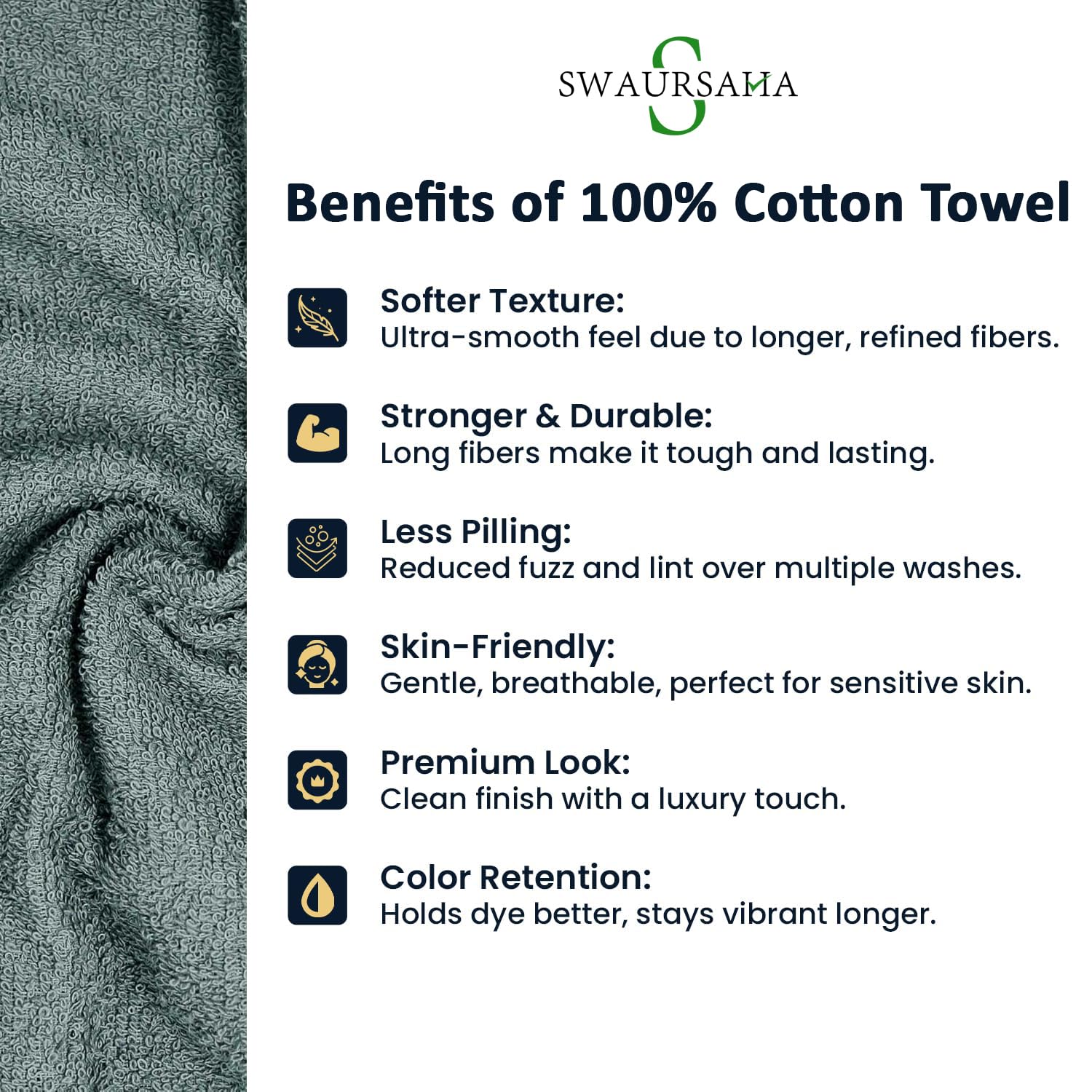 Swaursaha Premium Cotton Bath Towel 600 Gsm | Ultra Soft, Quick Dry, Super Absorbent Towel For Home, Spa, Gym & Travel (Grey)