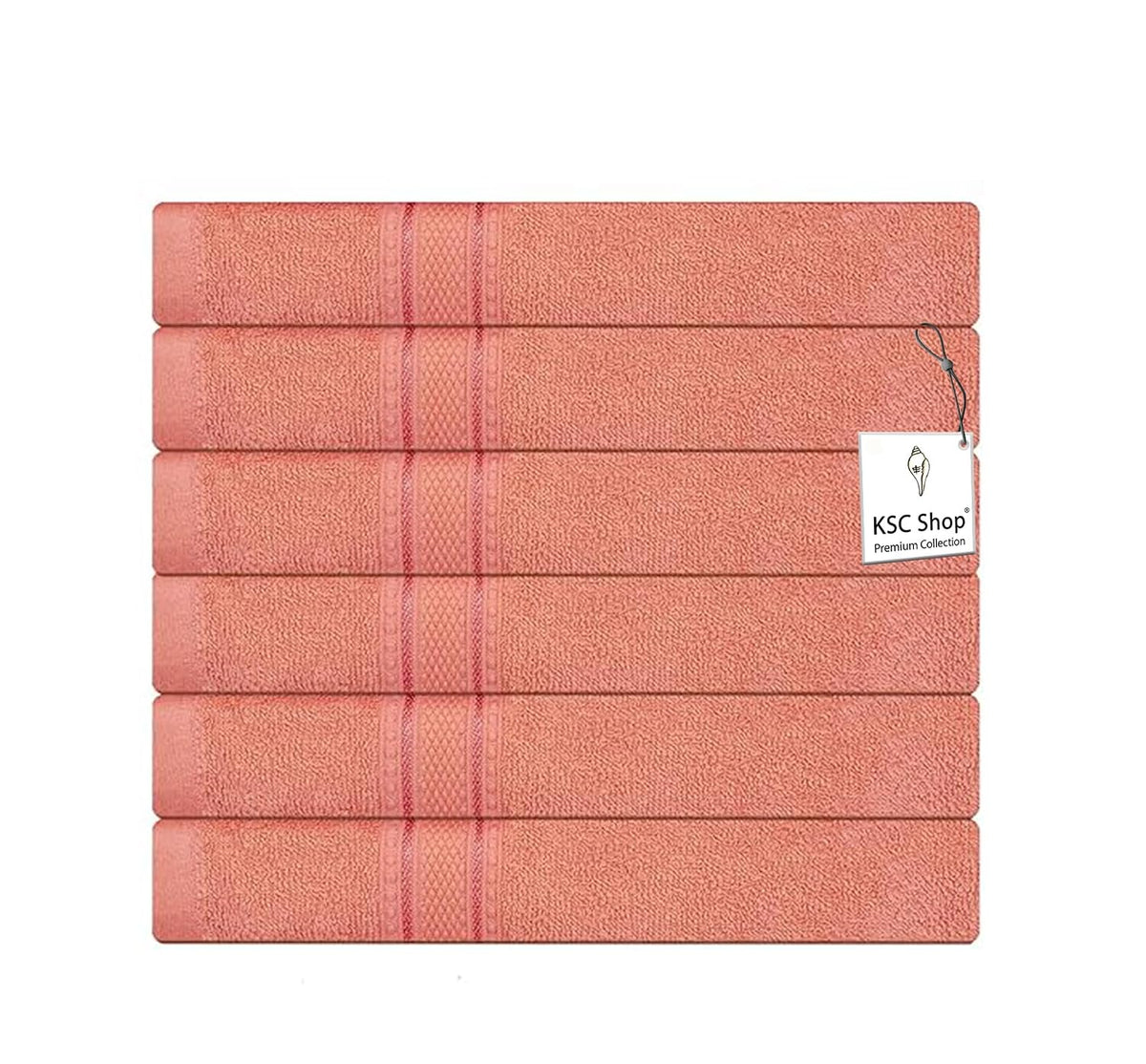 Ksc Shop Premium Luxury Cotton Face Towel 900 Gsm | Ultra Soft Highly Absorbent Face Towel (Nectar Peach) - Pack Of 6
