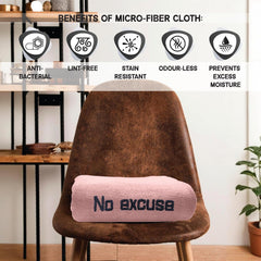 Housse Premium Soft Microfiber Embroidery Bath Towel 350 Gsm | Soft Absorbent Quick-Drying Sweat Towel (No Excuse - Peach)
