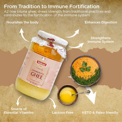 Pure Natural Kankrej Bilona A2 Cow Ghee By Indicow | Rich In Vitamins A, E Healthy Desi Cow Ghee Good For Body Health | (1 Litr) 33.8 Ounce | Jar Pack