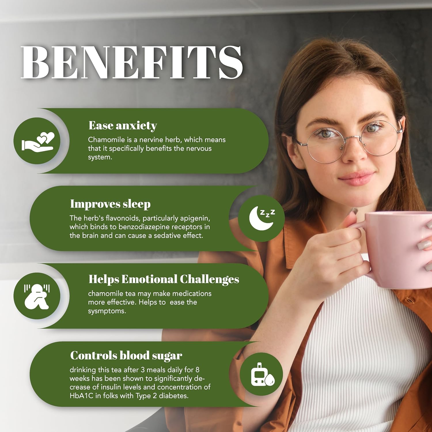 Saffron Cup Chamomile & Mint Tea - 80gm, 2.8 Ounce | 100% Natural, Rich In Antioxidants - Stress & Digestive Support | Caffeine Free, Airtight Zip Lock Pouch