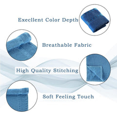 Kuber Industries Soft Cotton Face Towels 1200 Gsm | Easily Washable Towels & Workout Gym Napkins For Men - Sky Blue & Golden (Pack Of 6)