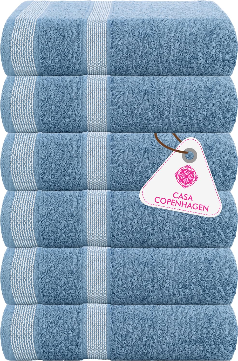 Casa Copenhagen Egyptian Cotton Solitaire Hand Towel 740 Gsm (Dusty Blue)- Pack Of 6