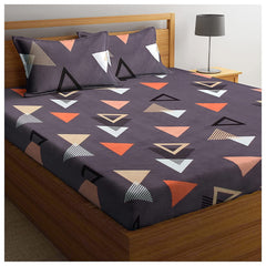 Premium Double Bedsheet With 2 Pillow Covers - 86 X 90 Inches, Dark Grey | 160 Thread Count Super Soft Glace Cotton - Breathable & Wrinkle Free Bedsheet