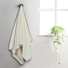 Spread Spain Microfiber Bath Towel 1200 Gsm | Extra Soft Plush & High Absorbent Bath Towel For Men & Women - American Denim & Ivory (Pack Of 2)
