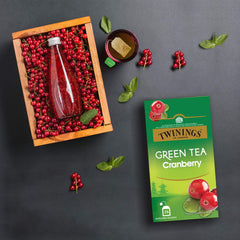 Twinings Cranberry Green Tea - 50gm, 1.7 Ounce, 25 Enveloped Tea Bags | Zingy Sharpness Of Cranberry With Golden Green Tea - Caffeinated Green Tea
