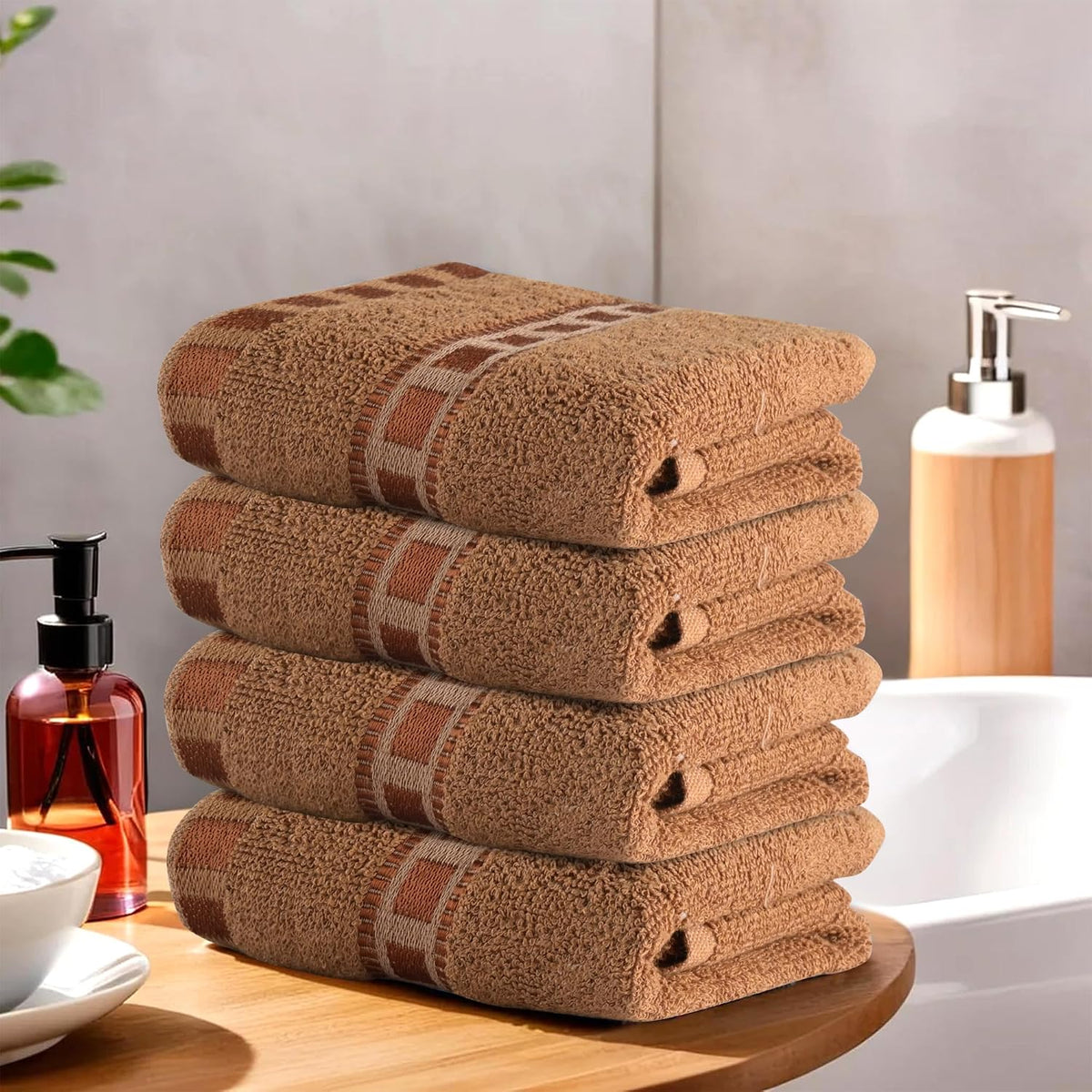 Kuber Industries Cotton Hand & Face Towels 200 Gsm | Easily Washable Workout Gym Napkins For Men | Pocket Towel - Golden (Pack Of 4)