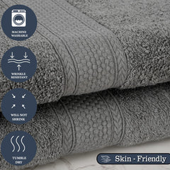 Fresh From Loom Luxury Edition Egyptian 100% Pure Cotton Bath Towel 1200 Gsm | High Water Heavy Soft Dual Stitched Bath Towel (Charcoal Grey) - 2 Pcs