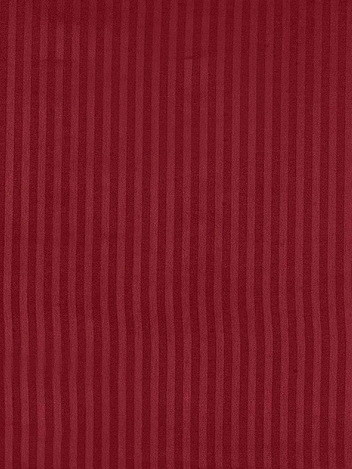 Striped Double Bedsheet With 2 Pillow Cover - 72 X 78 X 6 Inches, Maroon | All Around Elastic Fitted Bedsheet | Super Soft Polycotton With 200 Thread Count
