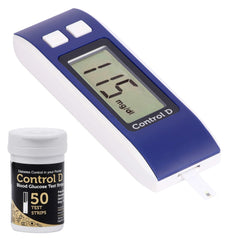 Control D Blue Digital Glucose Blood Sugar Testing Monitor Machine + 50 Strips