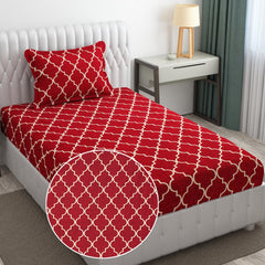 Soft Microfiber Single Bedsheet With 1 Pillow Covers - 60 X 90 Inches, Maroon Vector Design | Wrinkle Free Design & Easy To Wash | Refreshing Your Bedroom Look