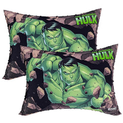 Polyester Marvel Hulk Print Pillow For Kids, Super Soft Pillow, Green - 12x18 Inches | Soft Pillow Filler For Sleeping & Traveling | Easy To Carry - Ideal For Boys & Girls, Comfortable - 2 Pcs