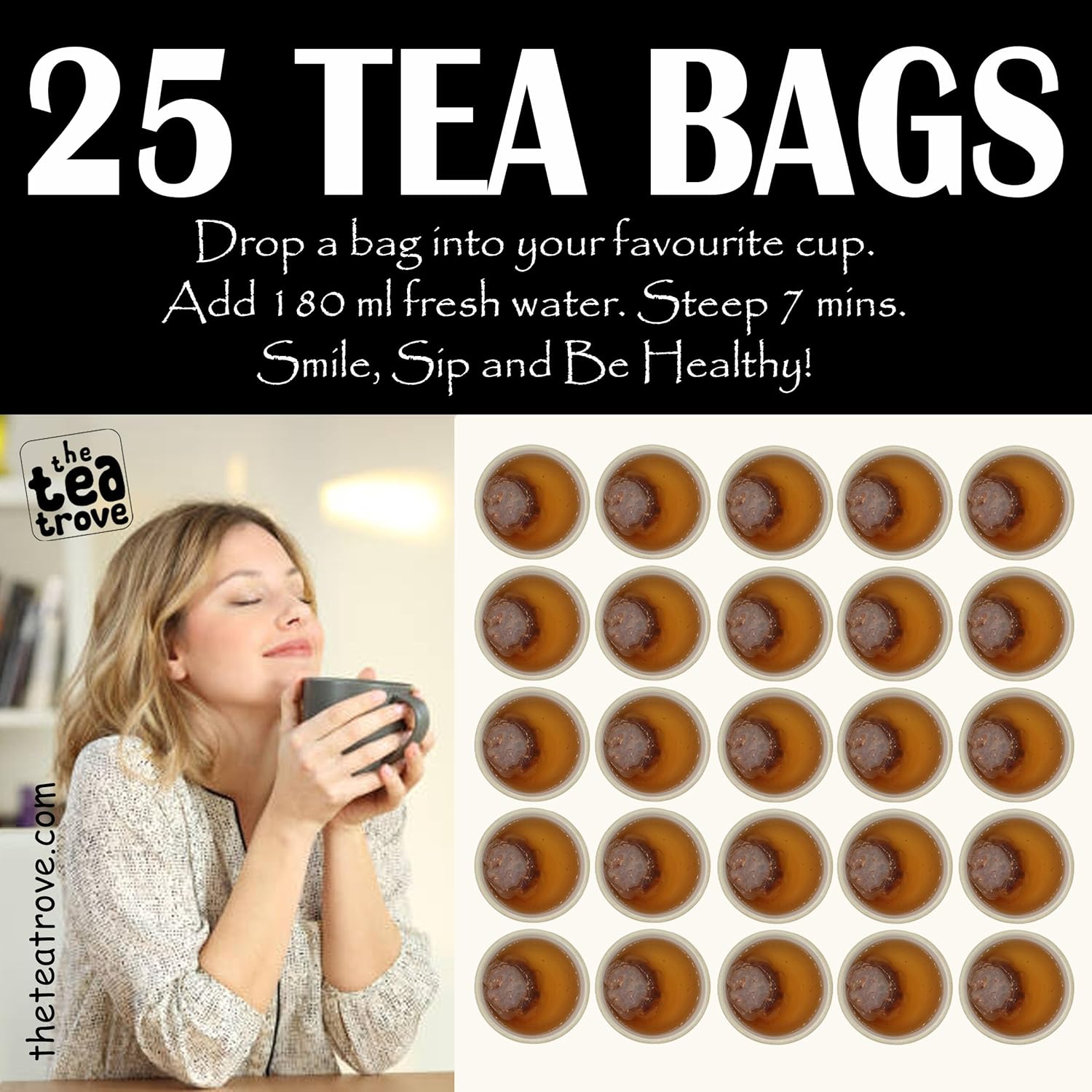 The Tea Trove Organic Arjun Heart Herbal Tea Bags In Resealable Pouch - 25 Unwrapped Tea Bags | Ayurvedic Tea Blend Of Arjun Ki Chaal & Amla - Herbal Tea For Heart & High BP | Caffeine Free