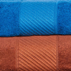 Himeya Bamboo Bath Towel 1000 Gsm | Ultra Absorbent 3x Softer Than Cotton Towels (Leather Brown & Ocean Blue) - Pack Of 2