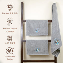 Akiko Home Prima Dream 100% Cotton 1 Bath & 2 Hand Towel 1000 Gsm | Soft, Absorbent & Durable, Cotton Bath Towel | Pack Of 3 (Grey)