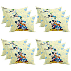 Kid's Soft Pillow For Sleeping, Disney Mickey Team Pillow, Cream - 12 X18 Inch | Back & Front Printed, Suitable For All Sleepers, Multipurpose & Comfortable, Breathable - Pack Of 12
