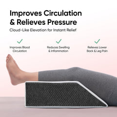 Leg Elevation Wedge Pillow, For Edema, Varicose Veins, Fracture, White & Grey | High Resilience Foam Leg Wedge Cushion For Leg, Knee & Thigh Support | Back Pain & Swelling Relief
