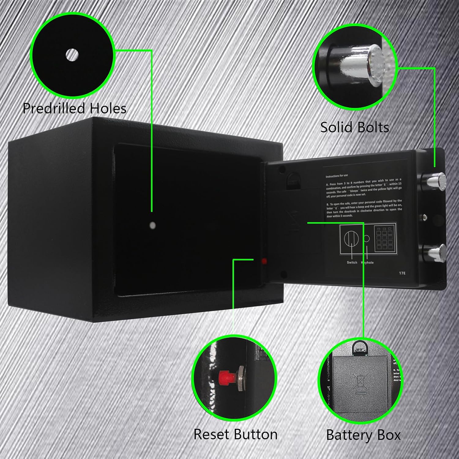 Key & Electronic Security Safe Box Digital Deposit Box For Home Office Hotel Business Lock Box For Cash Jewellery Storage, Colour - Black, 0.17 Cubic Feet