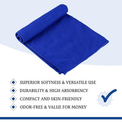 Kuber Industries Super Absorbent & Reusable Microfibre Face Towel 1300 Gsm (Plain Royal Blue) - Pack Of 12